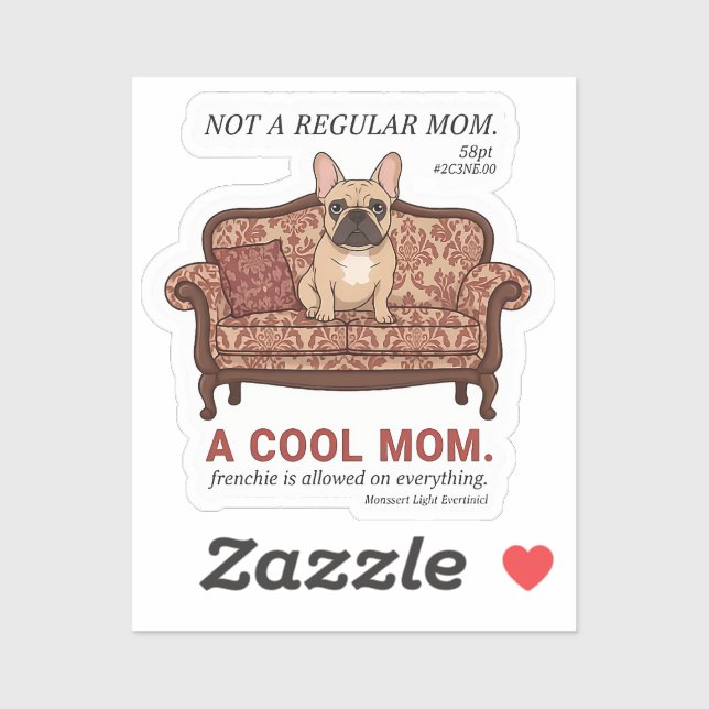 Sticker Maman Frenchie Cool Maman Drôle de Bouledogue Fran (Feuille)