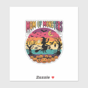 Sticker Maman Monstres Sorcière Halloween Citrouilles Chau