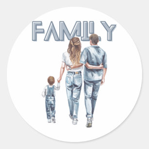 Sticker Maman, Papa Et Son