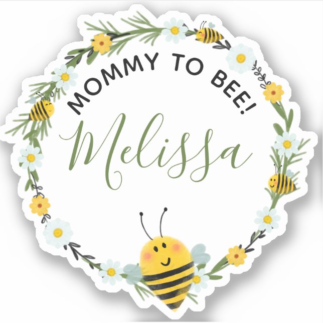 Sticker Maman to Bee Jolie aquarelle Bee Baby shower (Devant)