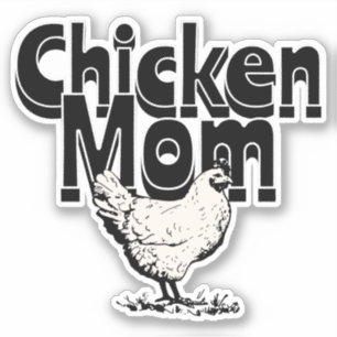 Sticker Maman Vintage de poulet noir et blanc