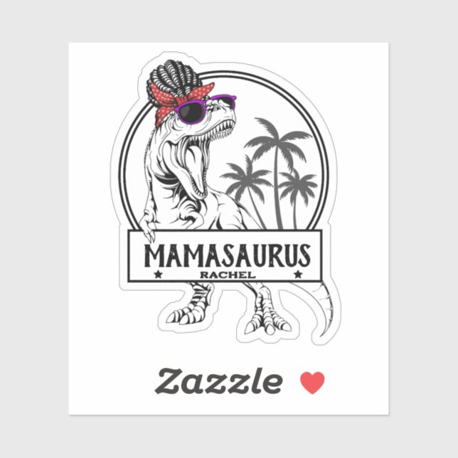 Sticker Mamasaurus Mom T rex Dino Funny Nom personnalisé (Feuille)