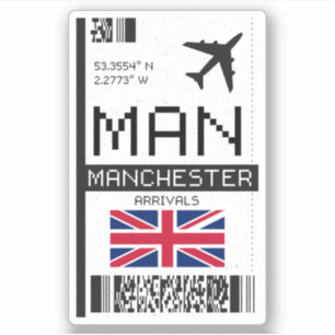 Sticker MAN Manchester, Angleterre Airport Boarding Pass
