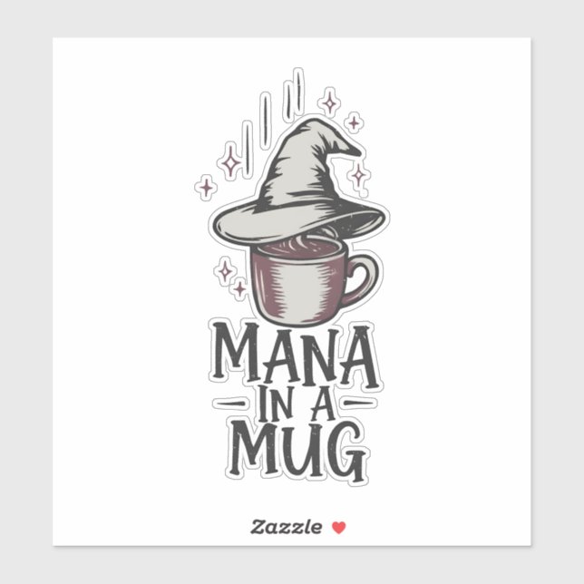 Sticker Mana Dans Une Tasse – Café Chapeau De Magicien  (Feuille)
