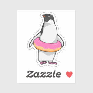Sticker Manchot avec beignet