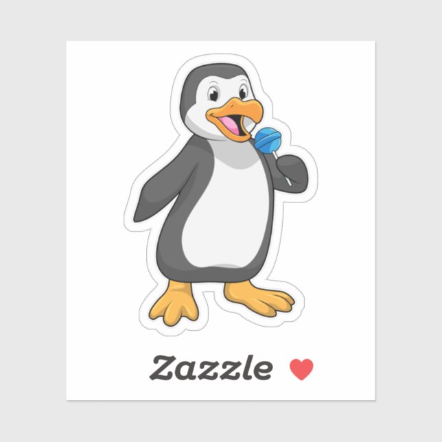 Sticker Manchot avec bonbons sucette (Feuille)