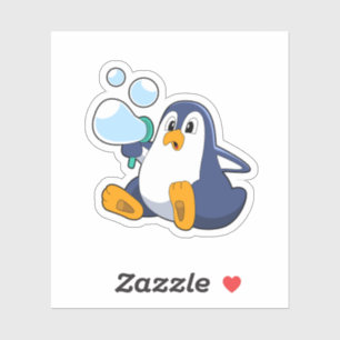 Sticker Manchot avec bulles de savon.PNG