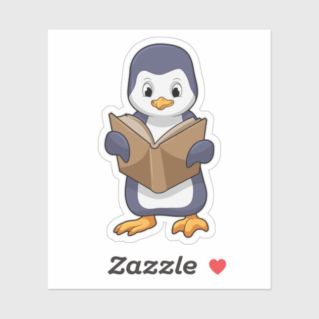Sticker Manchot en intello avec livre (Feuille)