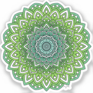 Sticker Mandala à fleurs vertes