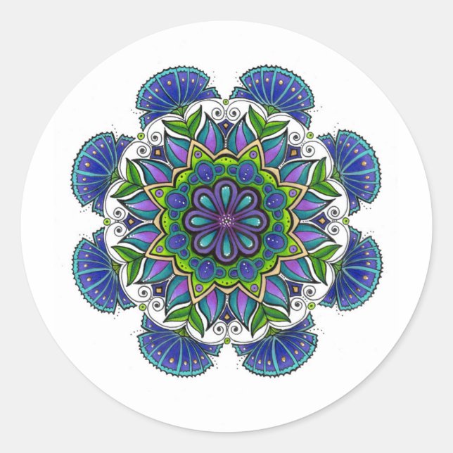 Sticker Mandala à fleurs violettes (Devant)
