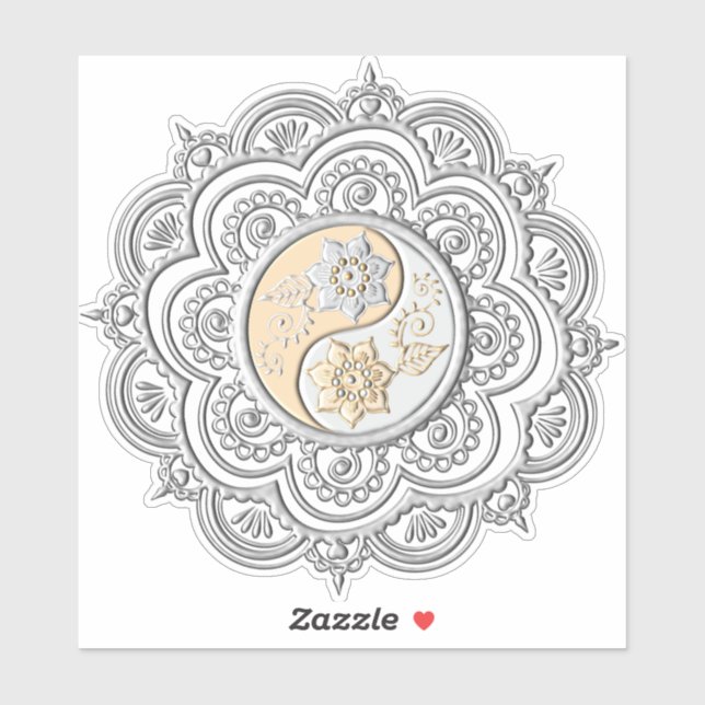 Sticker Mandala argent et or (Feuille)