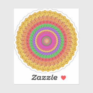 Sticker Mandala Ball jaune style crochet - 