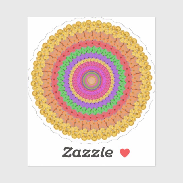 Sticker Mandala Ball jaune style crochet -  (Feuille)