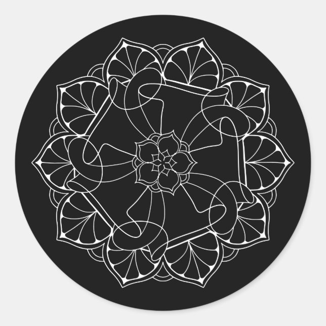 Sticker Mandala blanc et noir (Devant)