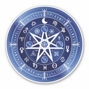 Sticker Mandala bleu et blanc symbole de protection vinyle