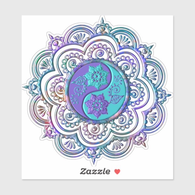 Sticker Mandala bleu et violet (Feuille)