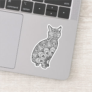 Sticker Mandala Cat Art assis