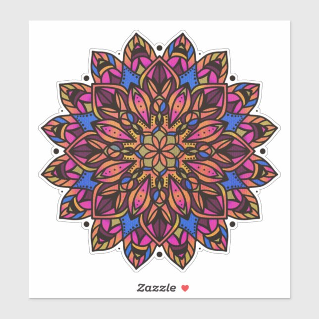Sticker Mandala coloré (Feuille)