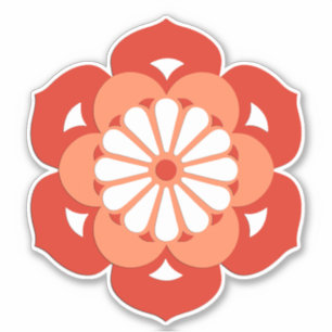 Sticker Mandala de fleur de Lotus, pastel et mandarine