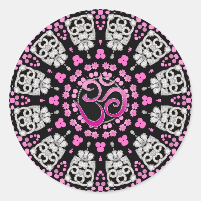 Sticker Mandala Diamond Rose Om (Devant)