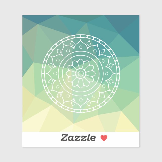 Sticker Mandala d'inspiration fleur jaune vert Harmonie (Feuille)