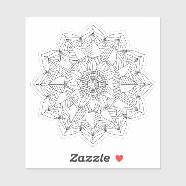 Sticker Mandala floral géométrique noir v1 (Feuille)