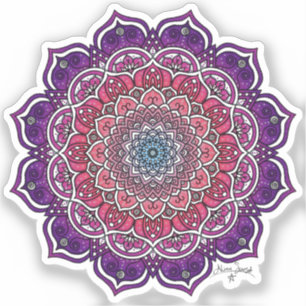Sticker Mandala Florale rose-pourpre