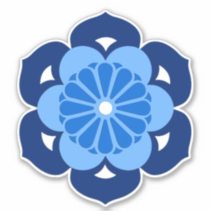 Sticker Mandala, indigo et bleu-clair de fleur de Lotus