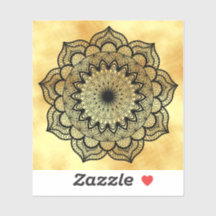 Mandala noir sur fond or doux