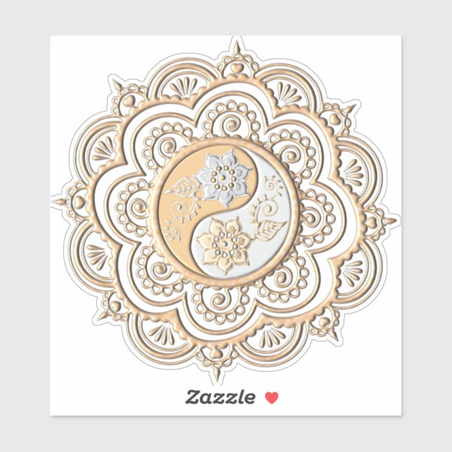 Sticker Mandala or et argent (Feuille)