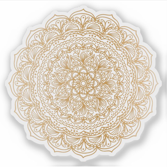Sticker Mandala rétro dessinée à la main tatouage or (Devant)