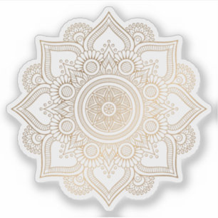 Sticker Mandala rétro dessinée à la main tatouage or