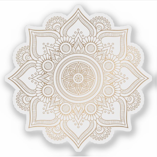 Sticker Mandala rétro dessinée à la main tatouage or (Devant)