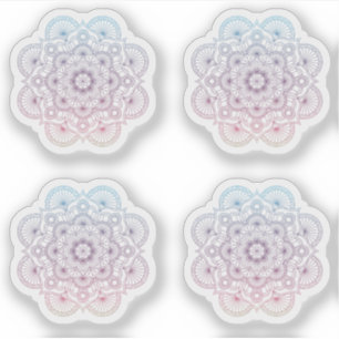 Sticker Mandala Retro dessinés à la main violet bleu tatou