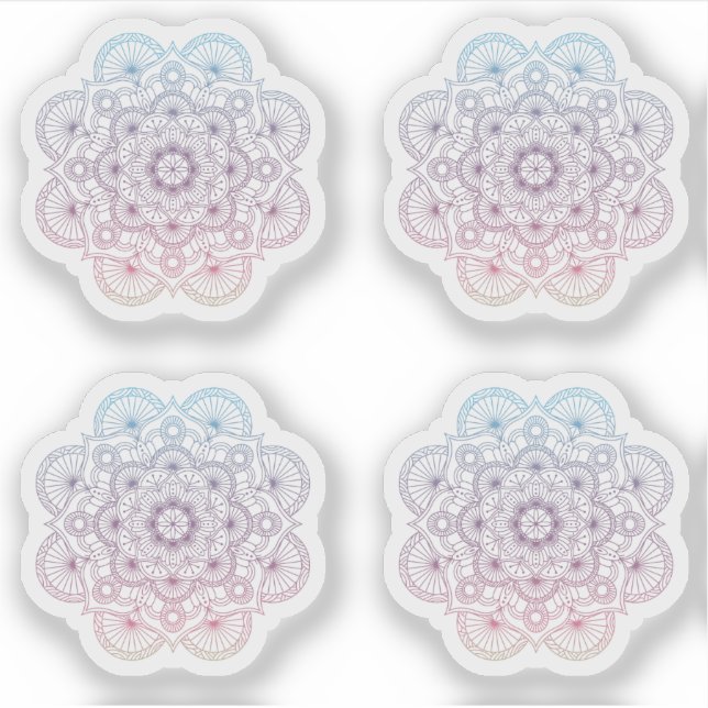 Sticker Mandala Retro dessinés à la main violet bleu tatou (Devant)