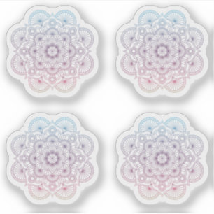 Sticker Mandala Retro jeu de tatouage bleu violet dessiné 