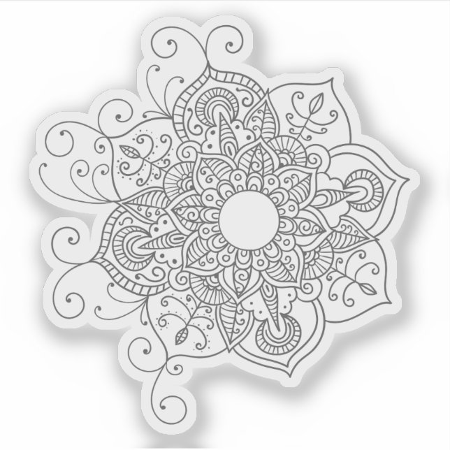 Sticker Mandala Rétro main dessinée tatouage fleur de henn (Devant)