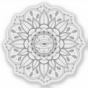 Sticker Mandala Rétro main dessinée tatouage henné fleur œ