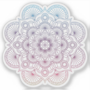 Sticker Mandala Retro tatouage bleu violet dessiné à la ma
