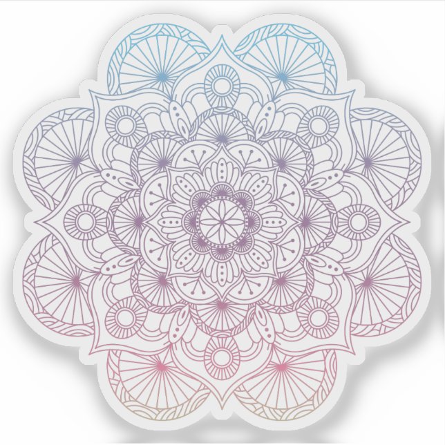 Sticker Mandala Retro tatouage bleu violet dessiné à la ma (Devant)