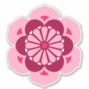 Sticker Mandala, rose, fuchsia et Bourgogne de fleur de