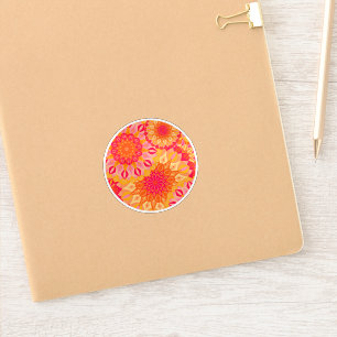 Sticker Mandala superposé orange rose jaune