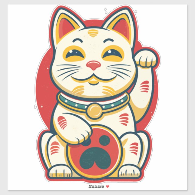 Sticker Maneki Neko - Chat chanceux (Feuille)