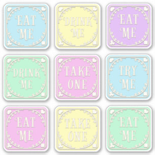 Sticker "Mange-moi" "Bois-moi" Wonderland Tea Party Whimsi