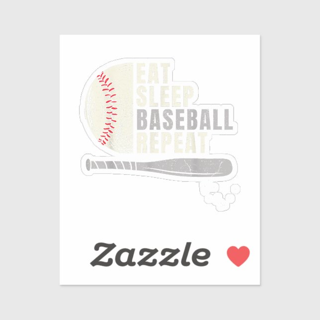 Sticker Manger Dormir Baseball Répéter Drôle Joueur de Bas (Feuille)
