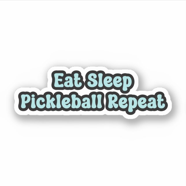 Sticker Manger Pickleball Sleep Répéter Blue Retro Texte (Devant)