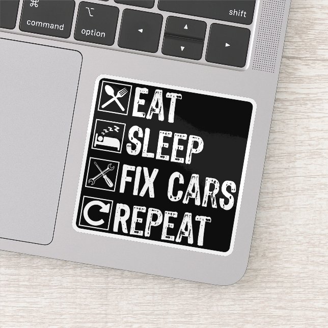Sticker Mangez le sommeil Fixer les voitures Répéter Funny (Détail)