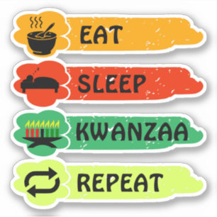 Sticker Mangez Sleep Kwanzaa Répéter, Kiss Cut
