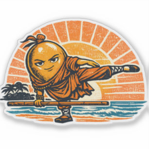 Sticker Mango Monk Beach Yoga — Guerrier d'été vintage