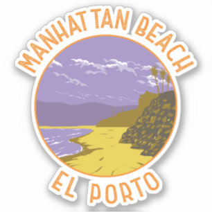 Sticker Manhattan Beach California Travel Art Vintage